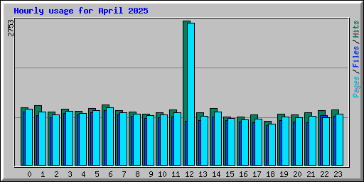 Hourly usage for April 2025